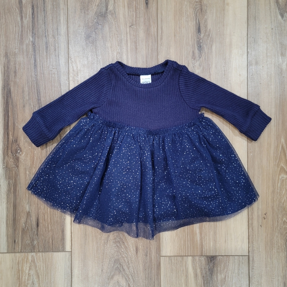 Carter's Just One You Baby Girls' Glitter Tulle Dress, Navy Blue, 3M